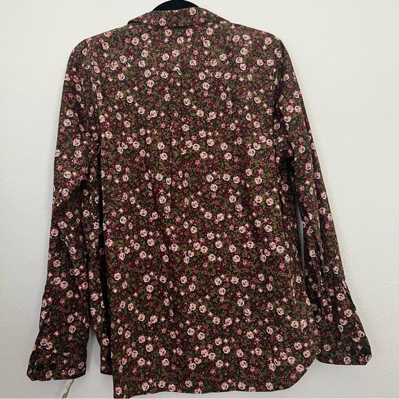 Duluth Trading Co. Pink Green Floral Long Sleeve Button Down Blouse size L - Picture 3 of 5